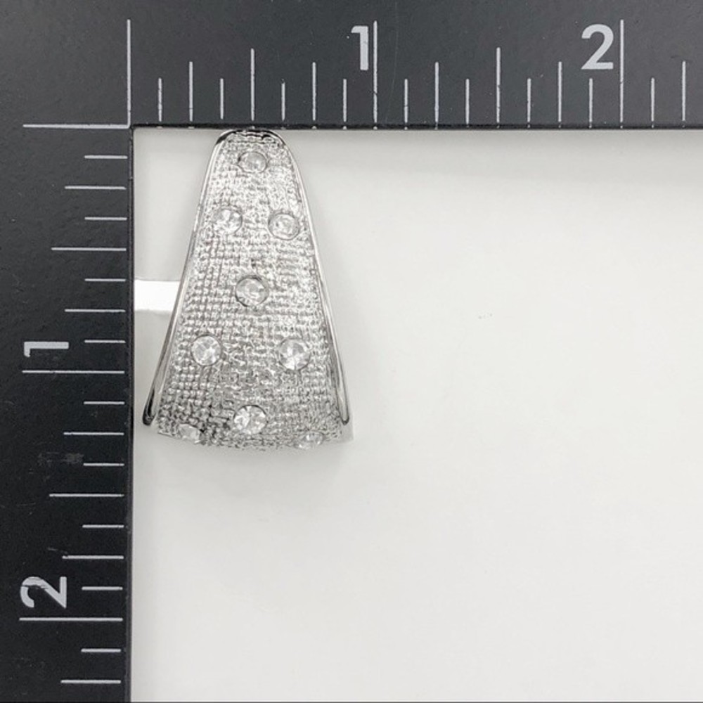 Silver Rhinestone Clip On Earrings - Picture 3 of 4